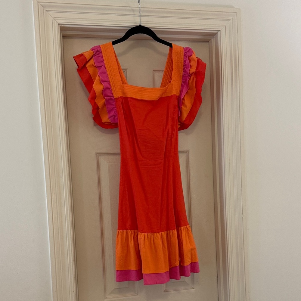 Colorful Kids Dress with Ruffle Sleeves